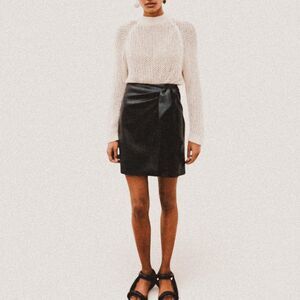 Nanushka basics Black Vegan Leather Side Tie Mini Skirt | Quiet Luxury small